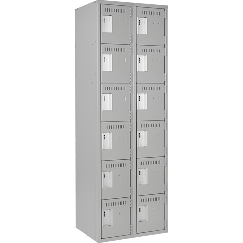 Clean Line Lockerettes, 6 -tier, Bank of 2, 24" x 18" x 72", Steel, Grey, Rivet (Assembled) D. Morneault & Fils