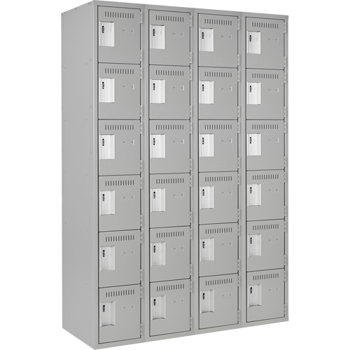 Clean Line Lockerettes, 6 -tier, Bank of 4, 48" x 18" x 72", Steel, Grey, Rivet (Assembled) D. Morneault & Fils