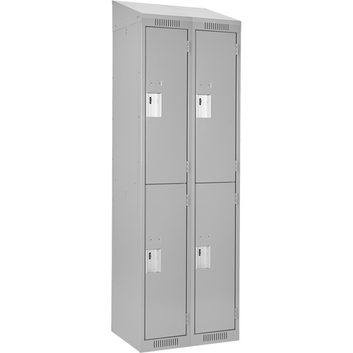 Clean Line Lockers, 2 -tier, Bank of 2, 24" x 18" x 78", Steel, Grey, Rivet (Assembled) D. Morneault & Fils
