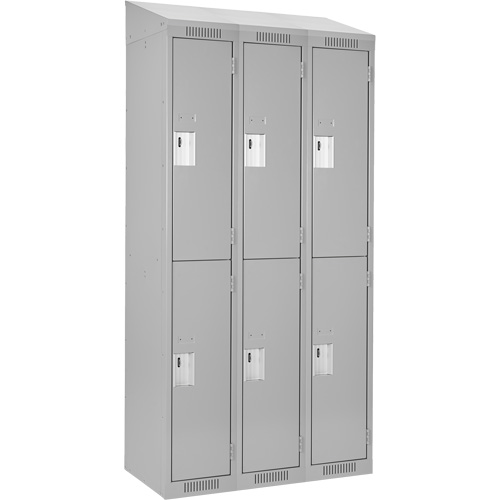 Clean Line Lockers, 2 -tier, Bank of 3, 36" x 18" x 78", Steel, Grey, Rivet (Assembled) D. Morneault & Fils