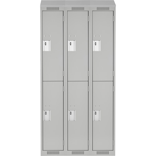 Clean Line Lockers, 2 -tier, Bank of 3, 36" x 18" x 78", Steel, Grey, Rivet (Assembled) D. Morneault & Fils
