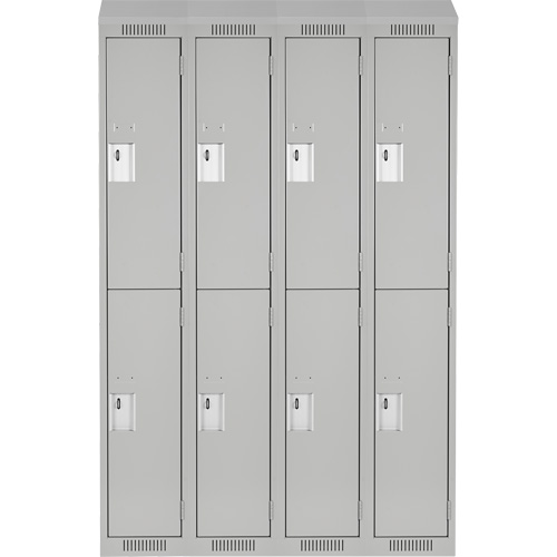 Clean Line Lockers, 2 -tier, Bank of 4, 48" x 18" x 78", Steel, Grey, Rivet (Assembled) D. Morneault & Fils