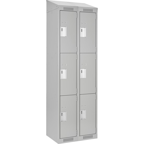 Casiers Clean Line, 3 niveaux, Bloc de 2, 24" x 18" x 78", Acier, Gris, Rivet (assembl&eacute;) D. Morneault & Fils