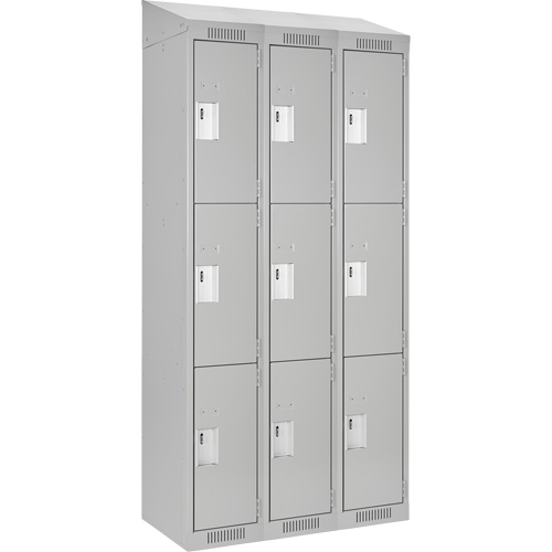 Casiers Clean Line, 3 niveaux, Bloc de 3, 36" x 18" x 78", Acier, Gris, Rivet (assembl&eacute;) D. Morneault & Fils