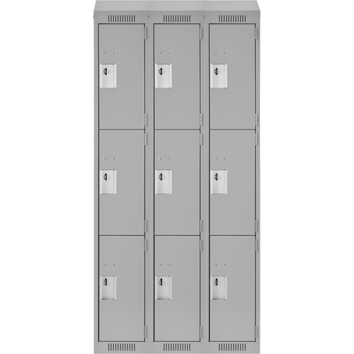 Casiers Clean Line, 3 niveaux, Bloc de 3, 36" x 18" x 78", Acier, Gris, Rivet (assembl&eacute;) D. Morneault & Fils