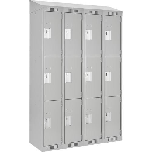Casiers Clean Line, 3 niveaux, Bloc de 4, 48" x 18" x 78", Acier, Gris, Rivet (assembl&eacute;) D. Morneault & Fils