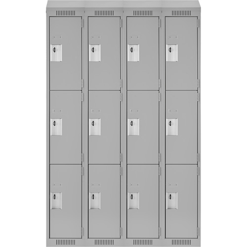 Casiers Clean Line, 3 niveaux, Bloc de 4, 48" x 18" x 78", Acier, Gris, Rivet (assembl&eacute;) D. Morneault & Fils