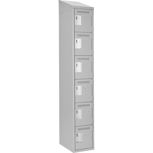 Clean Line Lockerette , 6 -tier, 12" x 18" x 78", Steel, Grey, Rivet (Assembled) D. Morneault & Fils