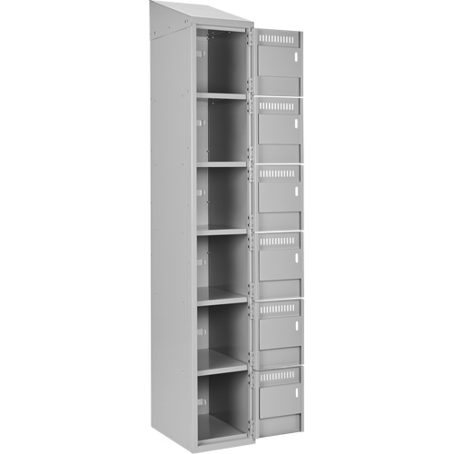 Clean Line Lockerette , 6 -tier, Bank of 4, 48" x 18" x 78", Steel, Grey, Rivet (Assembled) D. Morneault & Fils