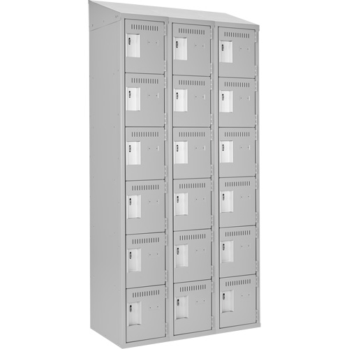 Clean Line Lockerette , 6 -tier, Bank of 3, 36" x 18" x 78", Steel, Grey, Rivet (Assembled) D. Morneault & Fils