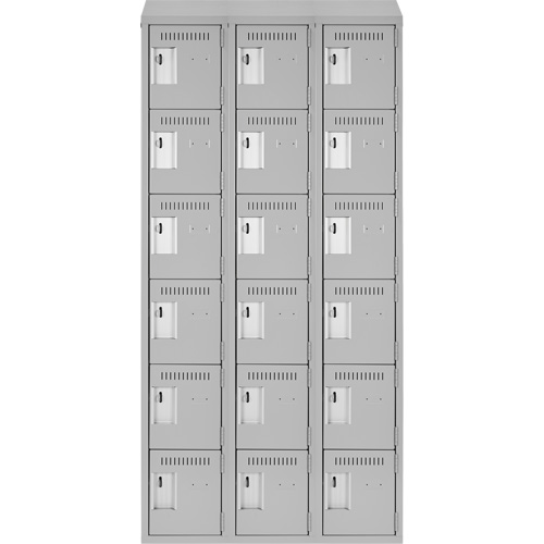 Clean Line Lockerette , 6 -tier, Bank of 3, 36" x 18" x 78", Steel, Grey, Rivet (Assembled) D. Morneault & Fils