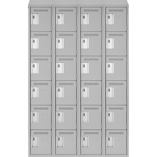 Clean Line Lockerette , 6 -tier, Bank of 4, 48" x 18" x 78", Steel, Grey, Rivet (Assembled) D. Morneault & Fils