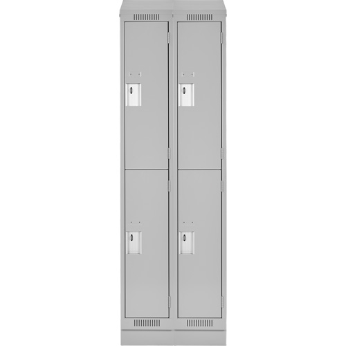 Clean Line Lockers, 2 -tier, Bank of 2, 24" x 18" x 82", Steel, Grey, Rivet (Assembled) D. Morneault & Fils