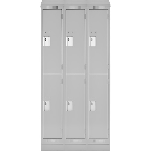 Clean Line Lockers, 2 -tier, Bank of 3, 36" x 18" x 82", Steel, Grey, Rivet (Assembled) D. Morneault & Fils