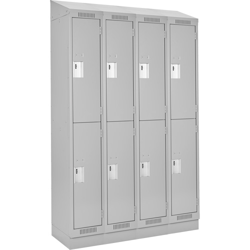 Clean Line Lockers, 2 -tier, Bank of 4, 48" x 18" x 82", Steel, Grey, Rivet (Assembled) D. Morneault & Fils
