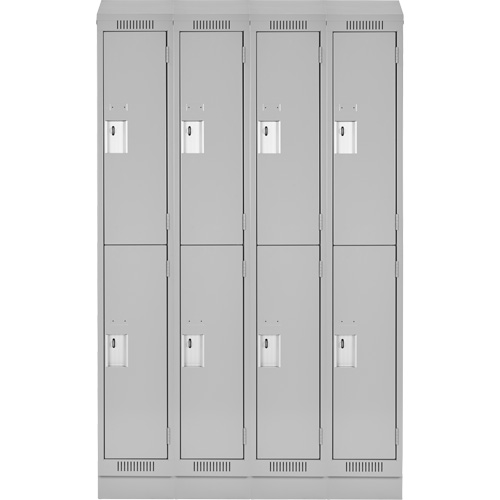 Clean Line Lockers, 2 -tier, Bank of 4, 48" x 18" x 82", Steel, Grey, Rivet (Assembled) D. Morneault & Fils