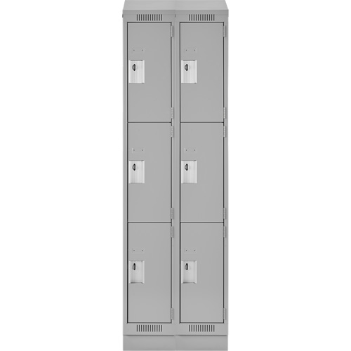 Clean Line Lockers, 3 -tier, Bank of 2, 24" x 18" x 82", Steel, Grey, Rivet (Assembled) D. Morneault & Fils
