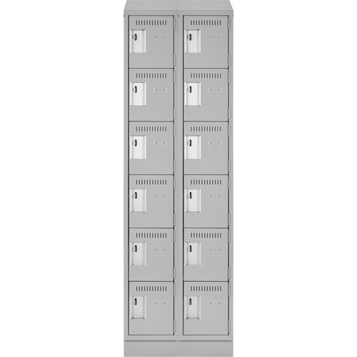 Clean Line Lockerette, 6 -tier, Bank of 2, 24" x 18" x 82", Steel, Grey, Rivet (Assembled) D. Morneault & Fils