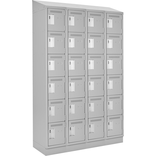 Clean Line Lockerette, 6 -tier, Bank of 4, 48" x 18" x 82", Steel, Grey, Rivet (Assembled) D. Morneault & Fils