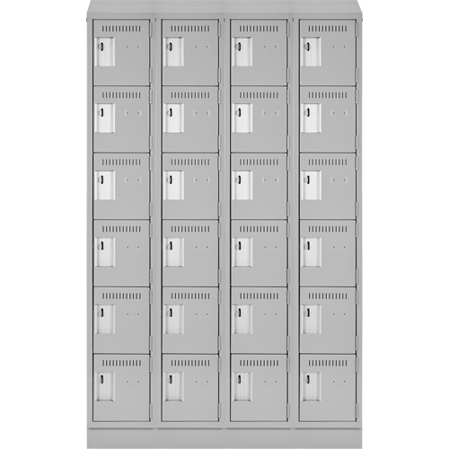 Clean Line Lockerette, 6 -tier, Bank of 4, 48" x 18" x 82", Steel, Grey, Rivet (Assembled) D. Morneault & Fils