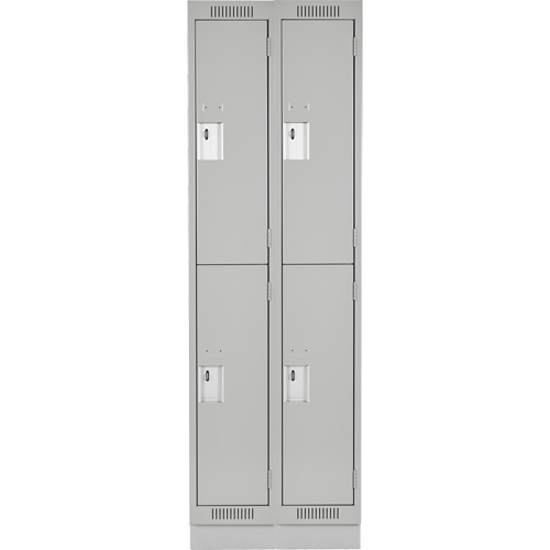 Clean Line Lockers, 2 -tier, Bank of 2, 24" x 18" x 76", Steel, Grey, Rivet (Assembled) D. Morneault & Fils