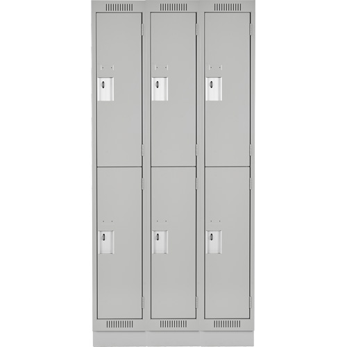 Clean Line Lockers, 2 -tier, Bank of 3, 36" x 18" x 76", Steel, Grey, Rivet (Assembled) D. Morneault & Fils