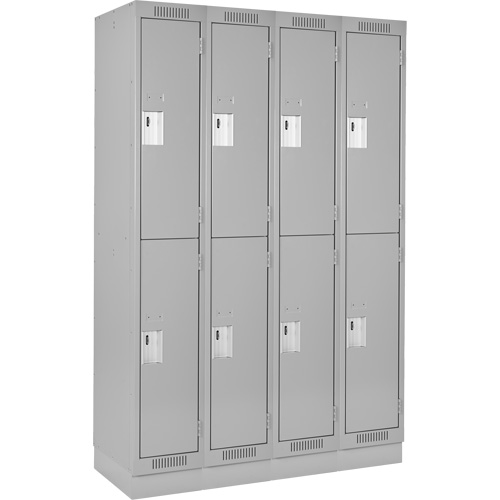 Clean Line Lockers, 2 -tier, Bank of 4, 48" x 18" x 76", Steel, Grey, Rivet (Assembled) D. Morneault & Fils