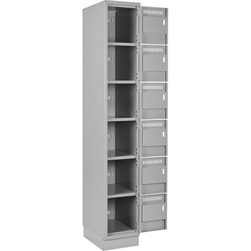 Clean Line Lockerette, 6 -tier, Bank of 2, 24" x 18" x 76", Steel, Grey, Rivet (Assembled) D. Morneault & Fils