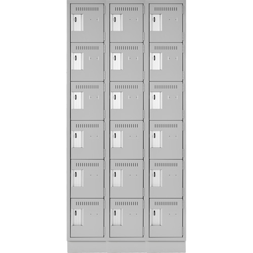 Clean Line Lockerette, 6 -tier, Bank of 3, 36" x 18" x 76", Steel, Grey, Rivet (Assembled) D. Morneault & Fils