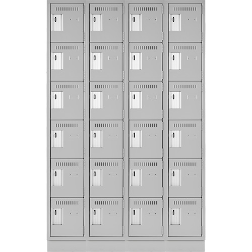 Clean Line Lockerette, 6 -tier, Bank of 4, 48" x 18" x 76", Steel, Grey, Rivet (Assembled) D. Morneault & Fils