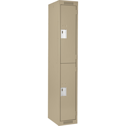 Clean Line Lockers, 2 -tier, 12" x 18" x 72", Steel, Beige, Rivet (Assembled) D. Morneault & Fils