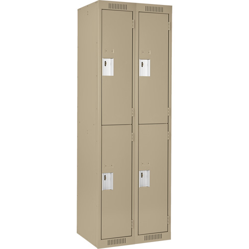 Clean Line Lockers, 2 -tier, Bank of 2, 24" x 18" x 72", Steel, Beige, Rivet (Assembled) D. Morneault & Fils