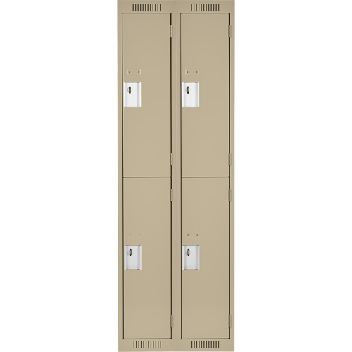 Clean Line Lockers, 2 -tier, Bank of 2, 24" x 18" x 72", Steel, Beige, Rivet (Assembled) D. Morneault & Fils