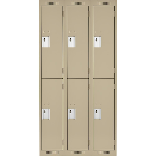 Clean Line Lockers, 2 -tier, Bank of 3, 36" x 18" x 72", Steel, Beige, Rivet (Assembled) D. Morneault & Fils