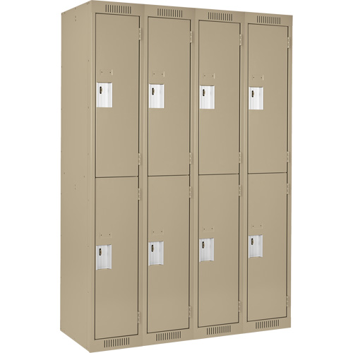Clean Line Lockers, 2 -tier, Bank of 4, 48" x 18" x 72", Steel, Beige, Rivet (Assembled) D. Morneault & Fils