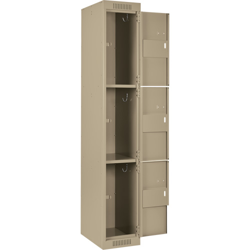 Clean Line Lockers, 3 -tier, Bank of 4, 48" x 18" x 72", Steel, Beige, Rivet (Assembled) D. Morneault & Fils