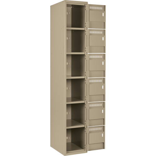 Clean Line Lockerette, 6 -tier, Bank of 4, 48" x 18" x 72", Steel, Beige, Rivet (Assembled) D. Morneault & Fils