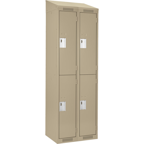 Clean Line Lockers, 2 -tier, Bank of 2, 24" x 18" x 78", Steel, Beige, Rivet (Assembled) D. Morneault & Fils
