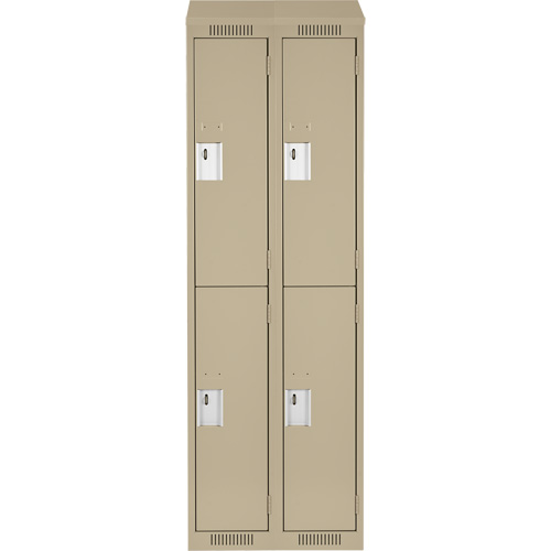 Clean Line Lockers, 2 -tier, Bank of 2, 24" x 18" x 78", Steel, Beige, Rivet (Assembled) D. Morneault & Fils