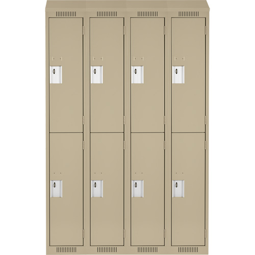 Clean Line Lockers, 2 -tier, Bank of 4, 48" x 18" x 78", Steel, Beige, Rivet (Assembled) D. Morneault & Fils
