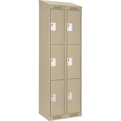 Casiers Clean Line, 3 niveaux, Bloc de 2, 24" x 18" x 78", Acier, Beige, Rivet (assembl&eacute;) D. Morneault & Fils