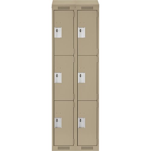 Casiers Clean Line, 3 niveaux, Bloc de 2, 24" x 18" x 78", Acier, Beige, Rivet (assembl&eacute;) D. Morneault & Fils