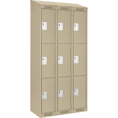 Casiers Clean Line, 3 niveaux, Bloc de 3, 36" x 18" x 78", Acier, Beige, Rivet (assembl&eacute;) D. Morneault & Fils