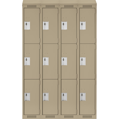 Casiers Clean Line, 3 niveaux, Bloc de 4, 48" x 18" x 78", Acier, Beige, Rivet (assembl&eacute;) D. Morneault & Fils