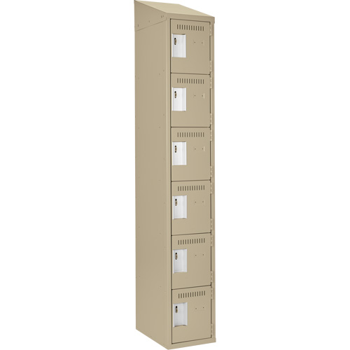 Clean Line Lockerette, 6 -tier, 12" x 18" x 78", Steel, Beige, Rivet (Assembled) D. Morneault & Fils