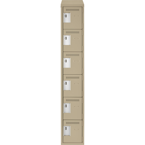 Clean Line Lockerette, 6 -tier, 12" x 18" x 78", Steel, Beige, Rivet (Assembled) D. Morneault & Fils