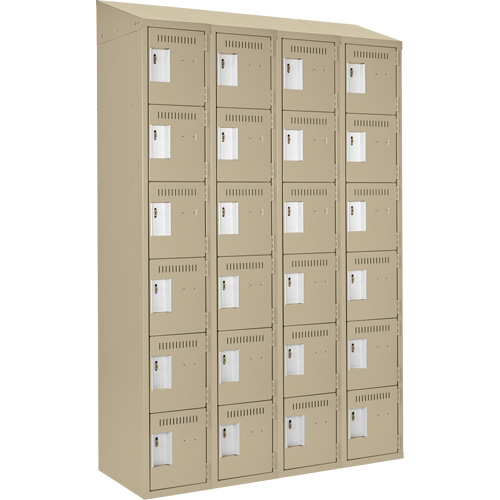 Clean Line Lockerette, 6 -tier, Bank of 4, 48" x 18" x 78", Steel, Beige, Rivet (Assembled) D. Morneault & Fils
