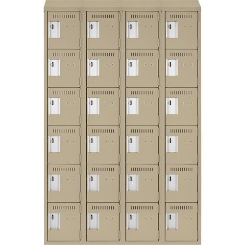 Clean Line Lockerette, 6 -tier, Bank of 4, 48" x 18" x 78", Steel, Beige, Rivet (Assembled) D. Morneault & Fils