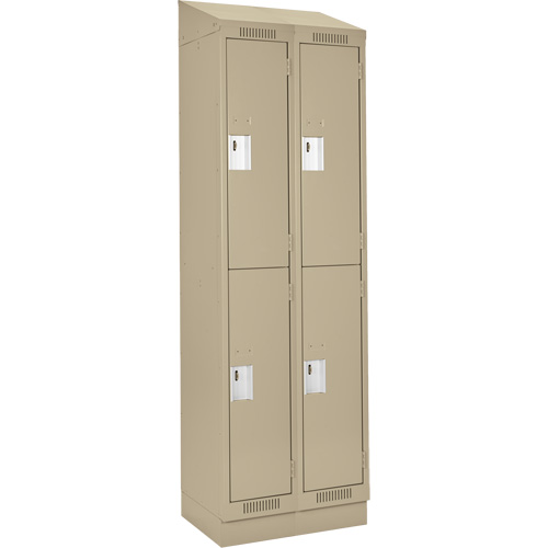 Clean Line Lockers, 2 -tier, Bank of 2, 24" x 18" x 82", Steel, Beige, Rivet (Assembled) D. Morneault & Fils