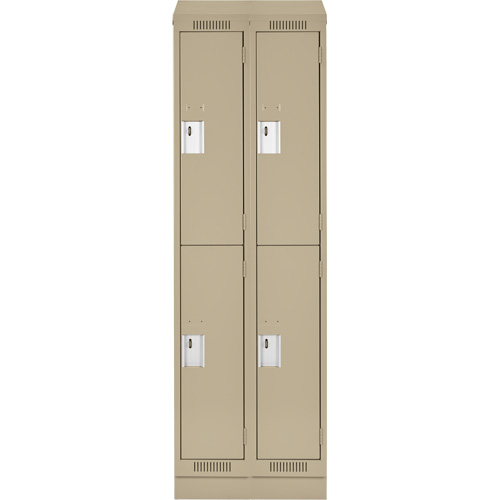 Clean Line Lockers, 2 -tier, Bank of 2, 24" x 18" x 82", Steel, Beige, Rivet (Assembled) D. Morneault & Fils